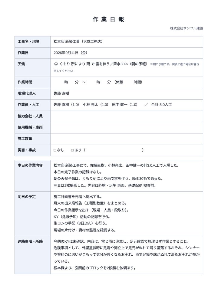 作業日報