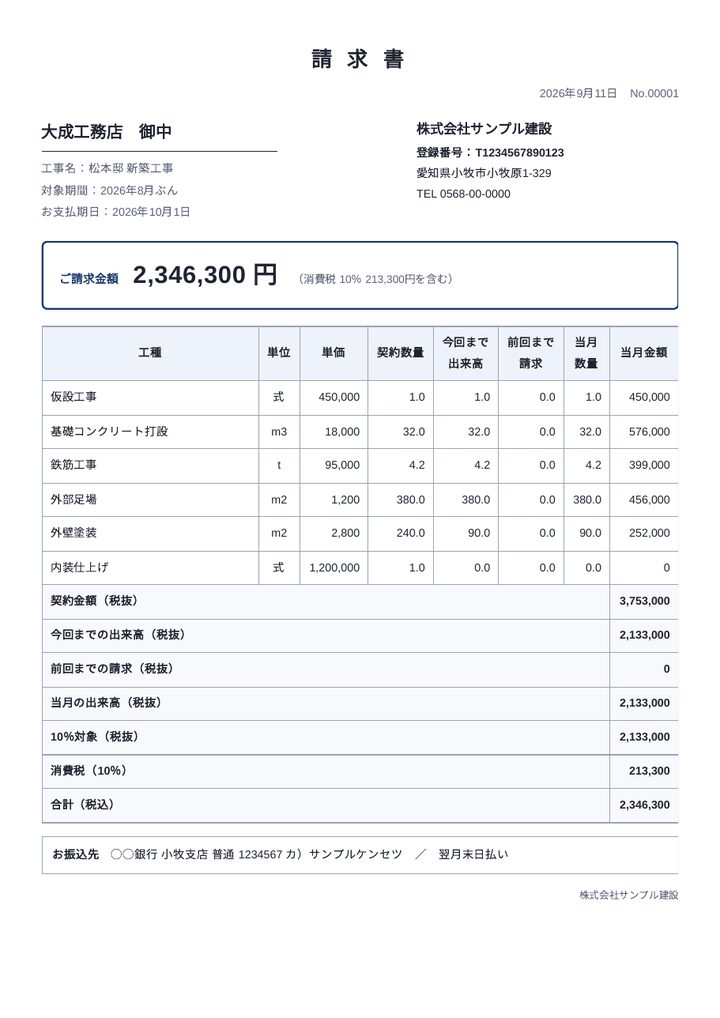 請求書（インボイス対応）