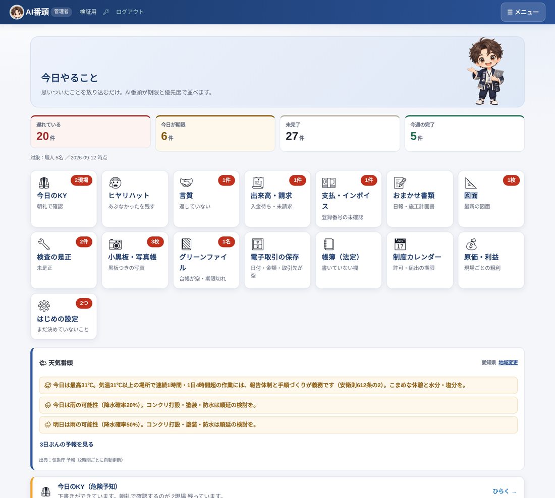 毎朝の便の画面